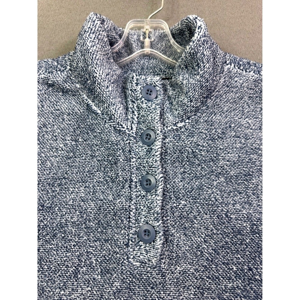 Eddie Bauer Women's Blue Marled Quarter Button Mock‎ Neck Pullover Sweater Large